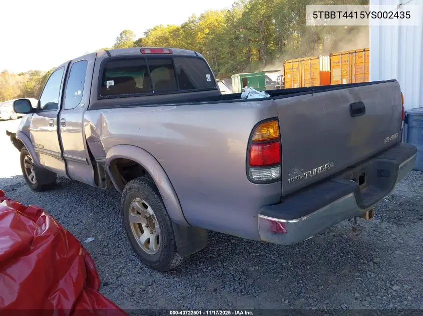 5TBBT4415YS002435 2000 Toyota Tundra Sr5 V8