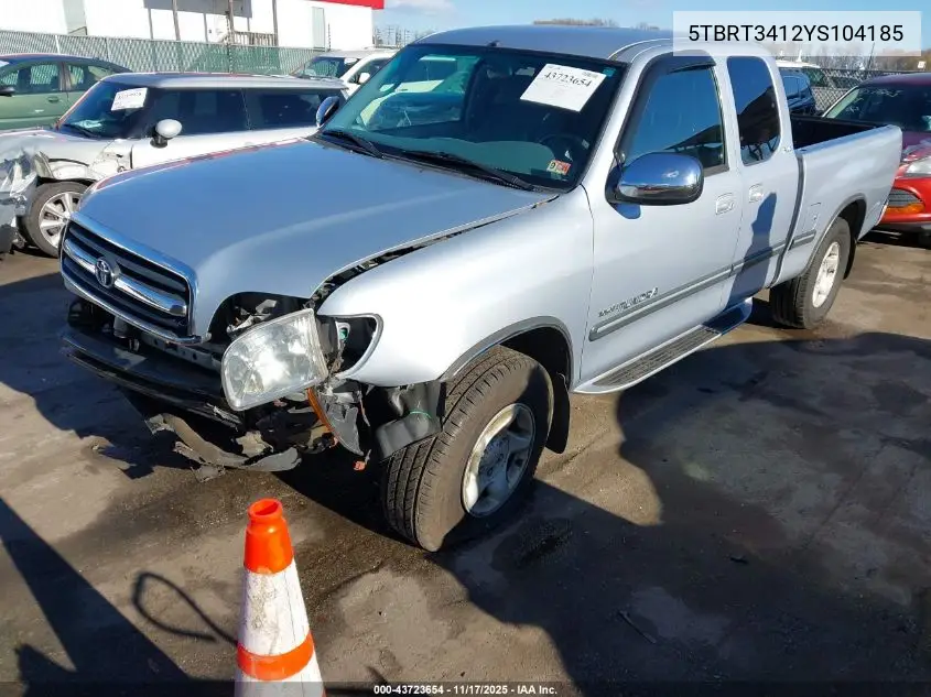 5TBRT3412YS104185 2000 Toyota Tundra Sr5 V8