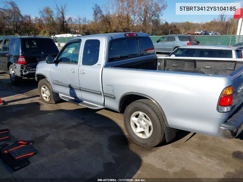 5TBRT3412YS104185 2000 Toyota Tundra Sr5 V8