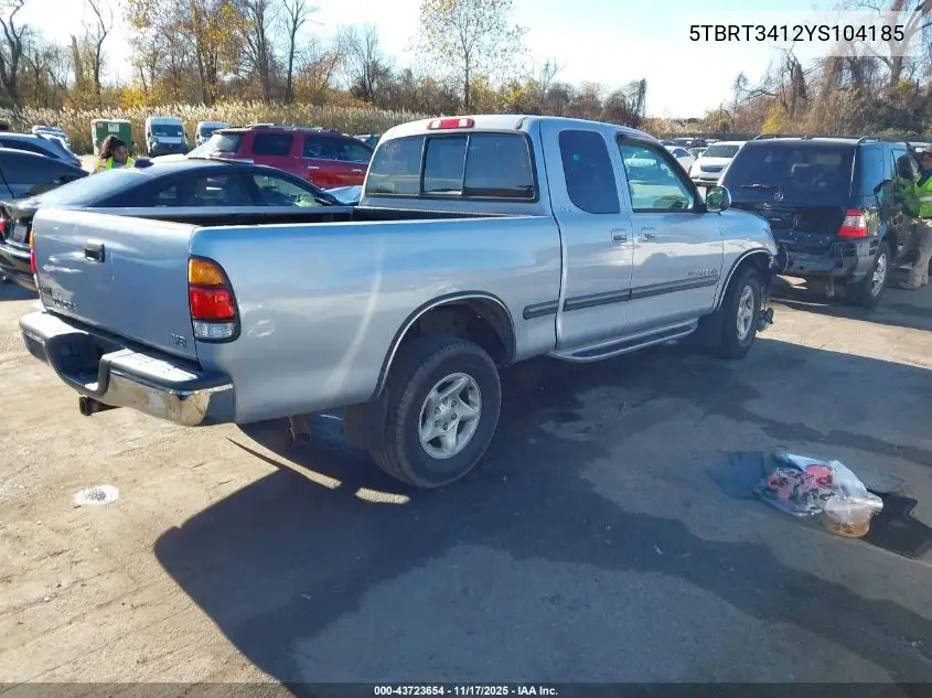5TBRT3412YS104185 2000 Toyota Tundra Sr5 V8