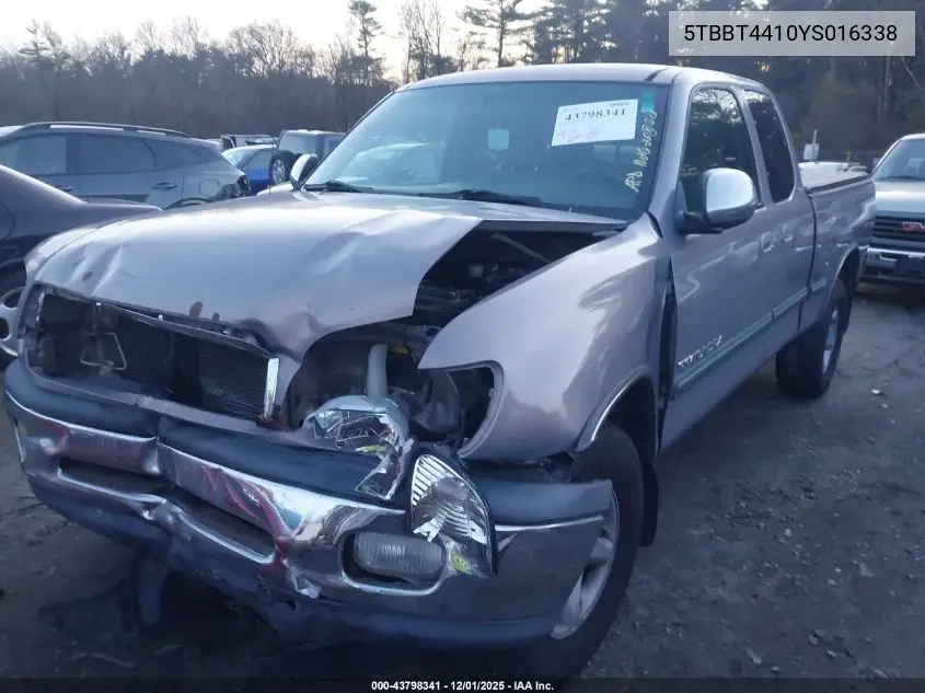 5TBBT4410YS016338 2000 Toyota Tundra Sr5 V8