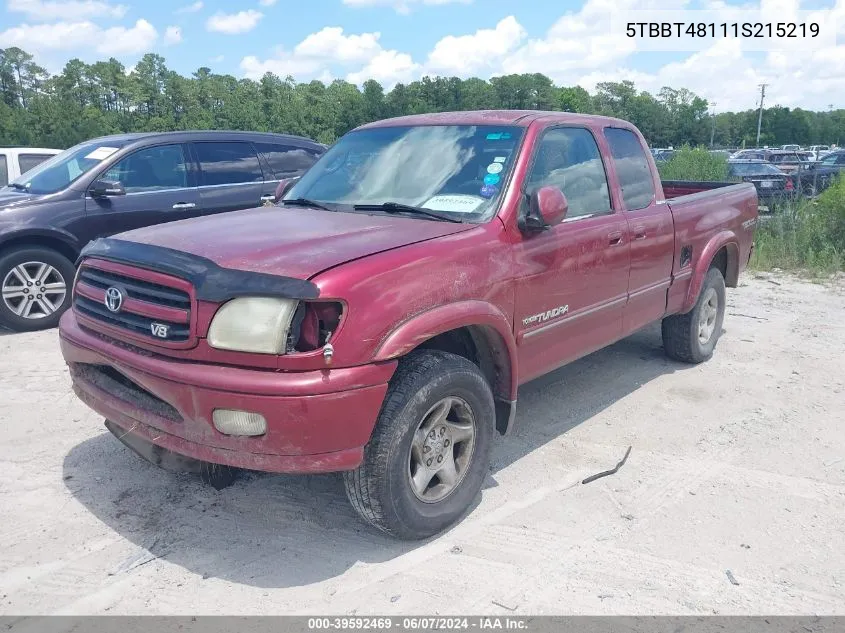 5TBBT48111S215219 2001 Toyota Tundra Ltd V8