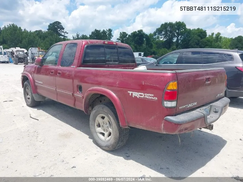 5TBBT48111S215219 2001 Toyota Tundra Ltd V8