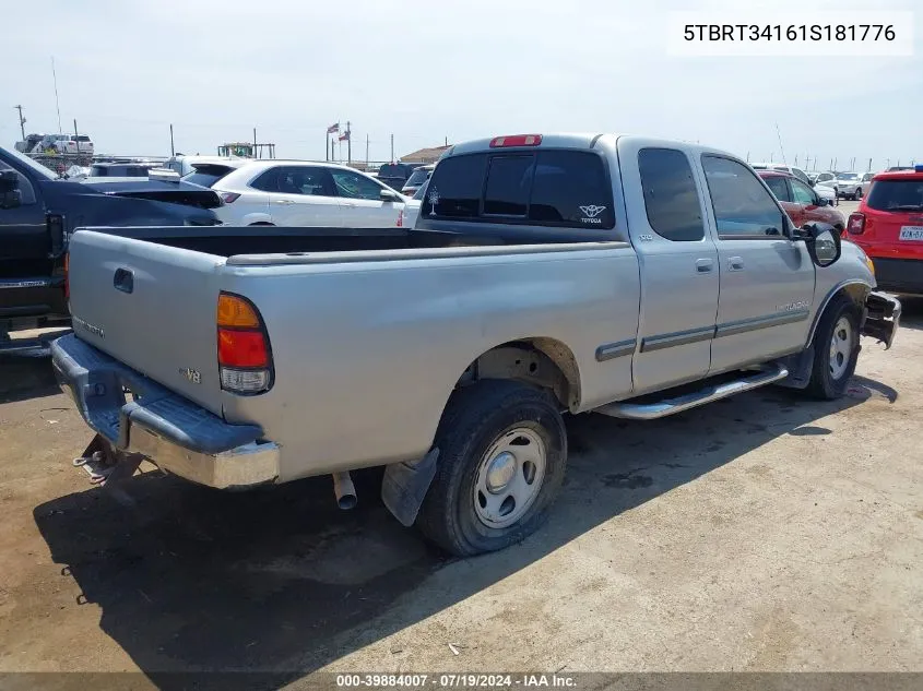 2001 Toyota Tundra Sr5 V8 VIN: 5TBRT34161S181776 Lot: 39884007