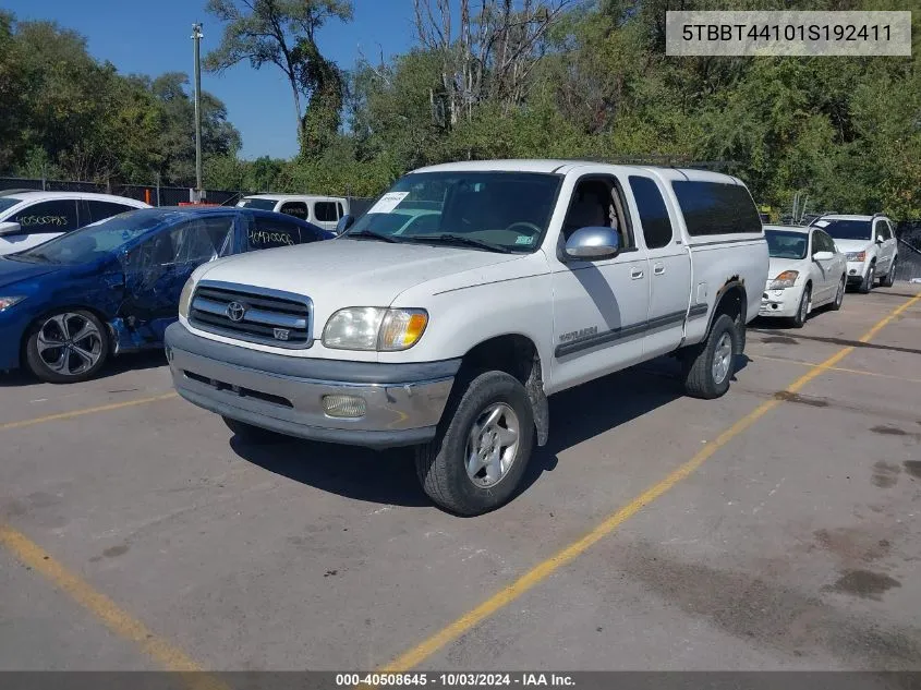 2001 Toyota Tundra Sr5 V8 VIN: 5TBBT44101S192411 Lot: 40508645