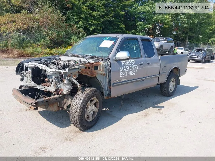 2002 Toyota Tundra Sr5 VIN: 5TBBN44112S291704 Lot: 40342155