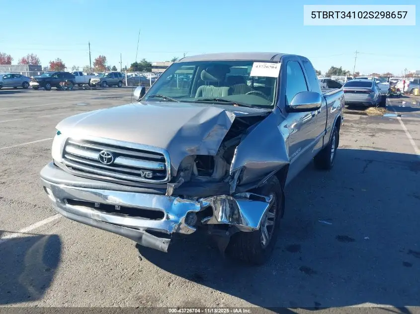 5TBRT34102S298657 2002 Toyota Tundra Sr5 V8