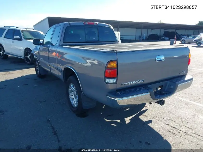 5TBRT34102S298657 2002 Toyota Tundra Sr5 V8