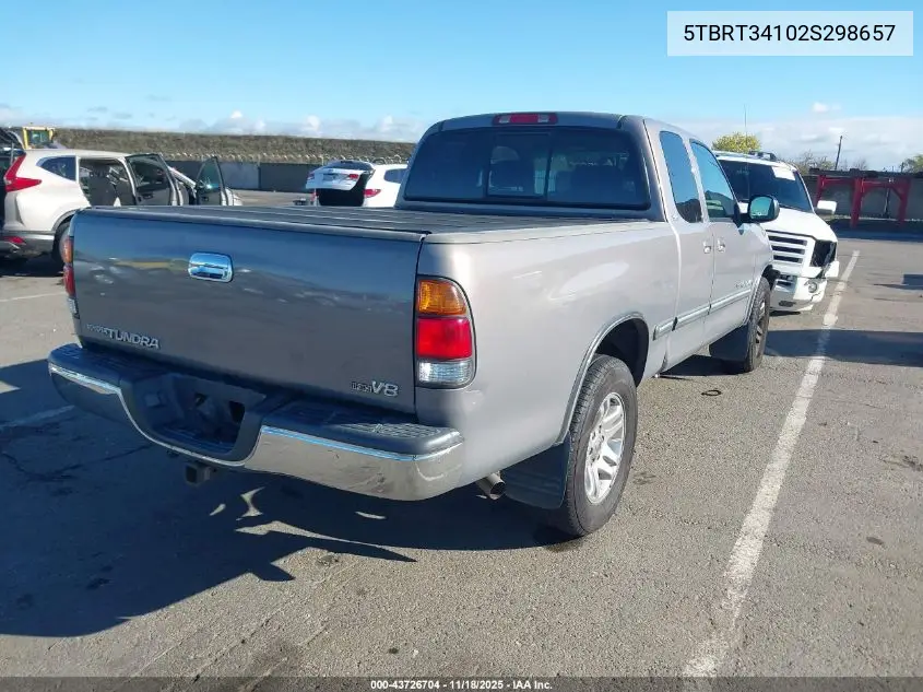 5TBRT34102S298657 2002 Toyota Tundra Sr5 V8