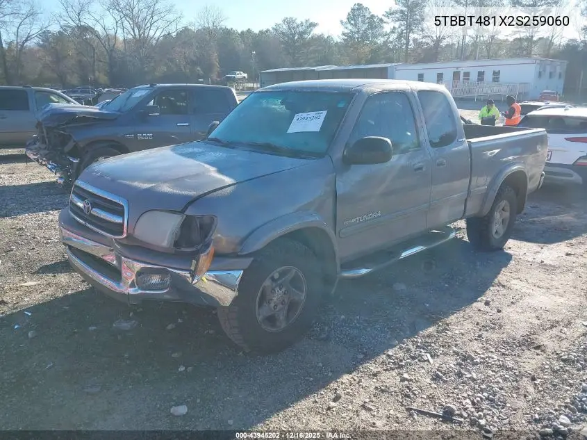 5TBBT481X2S259060 2002 Toyota Tundra Ltd V8