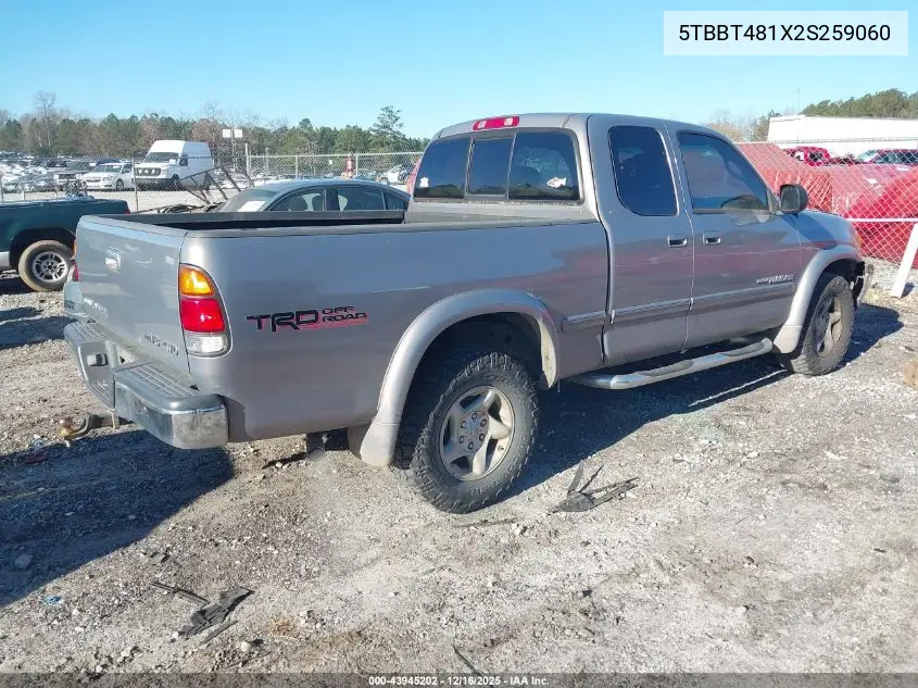 5TBBT481X2S259060 2002 Toyota Tundra Ltd V8