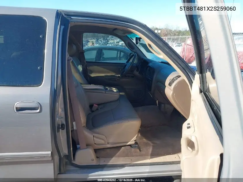 5TBBT481X2S259060 2002 Toyota Tundra Ltd V8