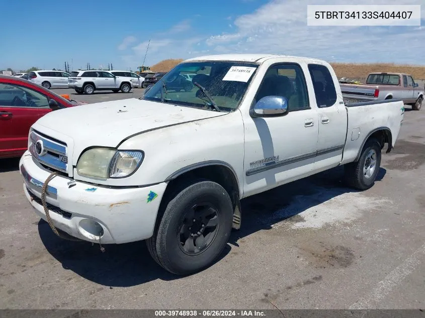 2003 Toyota Tundra Sr5 V8 VIN: 5TBRT34133S404407 Lot: 39748938