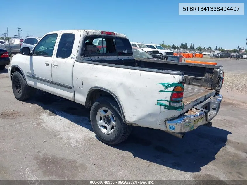 2003 Toyota Tundra Sr5 V8 VIN: 5TBRT34133S404407 Lot: 39748938