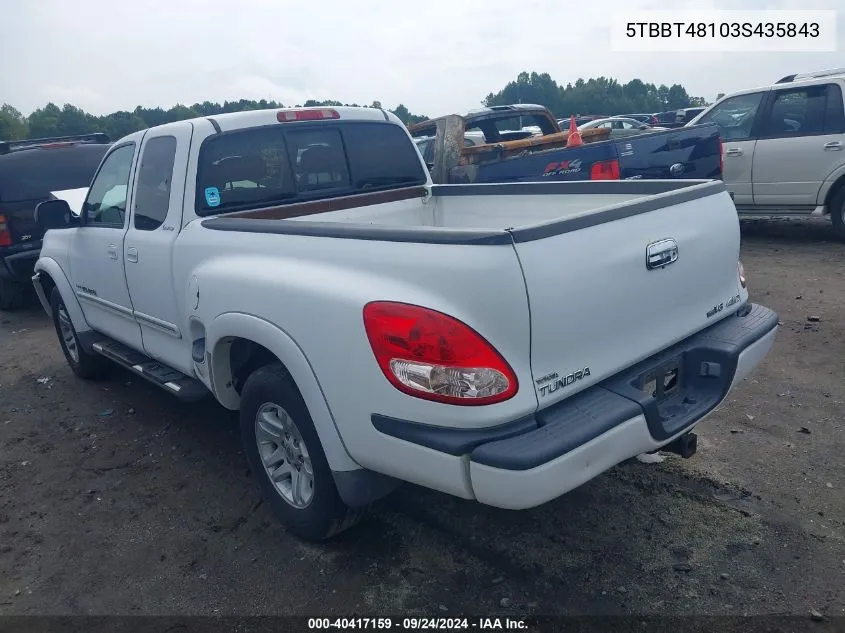 5TBBT48103S435843 2003 Toyota Tundra Access Cab Limited