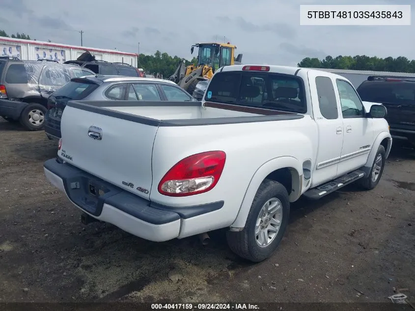 5TBBT48103S435843 2003 Toyota Tundra Access Cab Limited