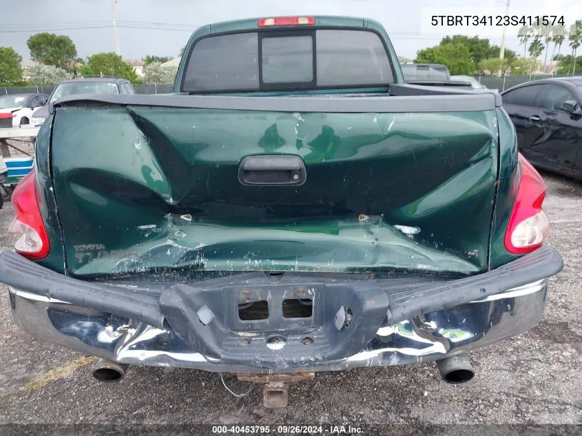 2003 Toyota Tundra Sr5 V8 VIN: 5TBRT34123S411574 Lot: 40453795