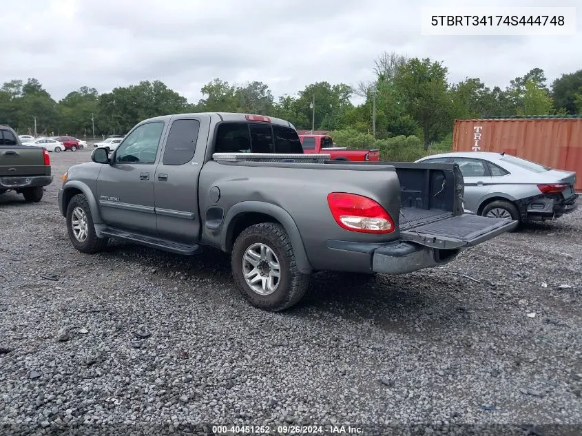 2004 Toyota Tundra Sr5 V8 VIN: 5TBRT34174S444748 Lot: 40451252