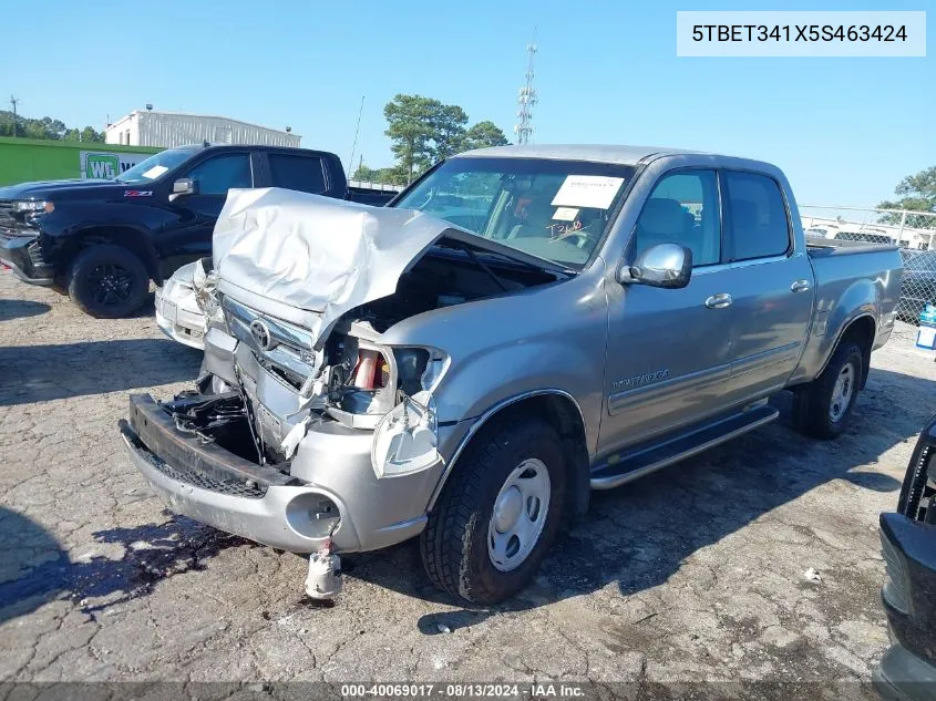 2005 Toyota Tundra Sr5 V8 VIN: 5TBET341X5S463424 Lot: 40069017