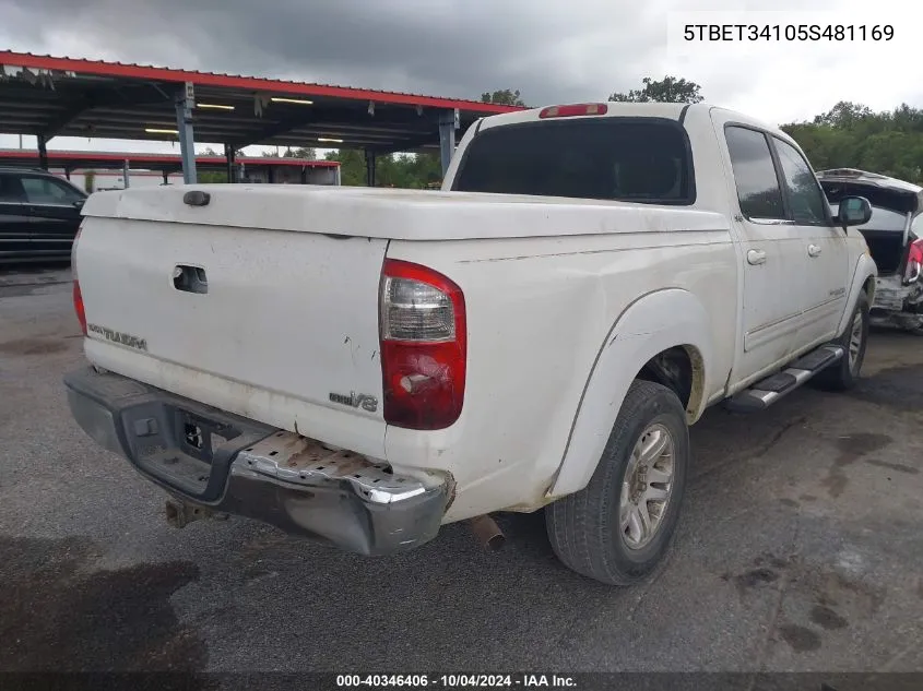 2005 Toyota Tundra Sr5 V8 VIN: 5TBET34105S481169 Lot: 40346406