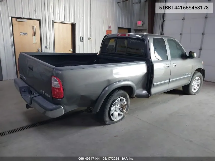 2005 Toyota Tundra Access Cab Sr5 VIN: 5TBBT44165S458178 Lot: 40347144