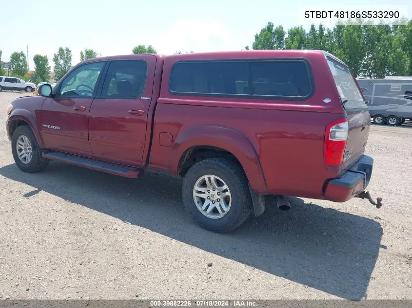 2006 Toyota Tundra Double Cab Limited VIN: 5TBDT48186S533290 Lot: 39882226