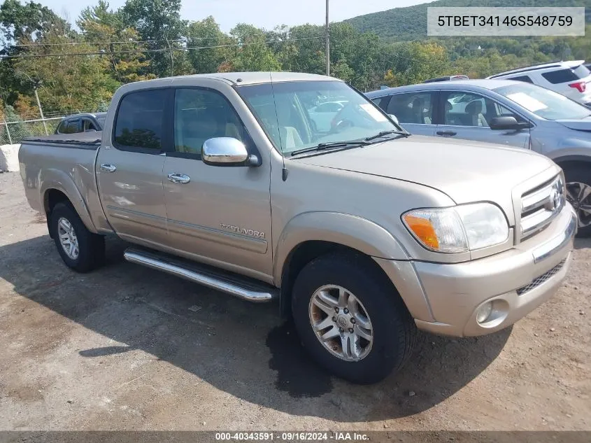 2006 Toyota Tundra Sr5 V8 VIN: 5TBET34146S548759 Lot: 40343591