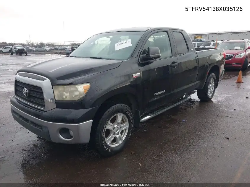 5TFRV54138X035126 2008 Toyota Tundra Sr5 5.7L V8