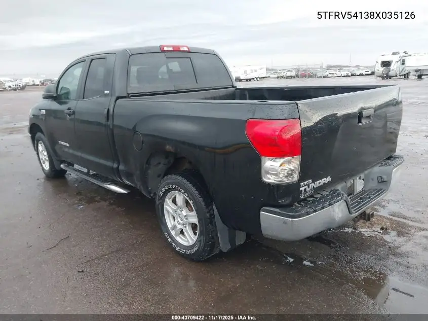 5TFRV54138X035126 2008 Toyota Tundra Sr5 5.7L V8