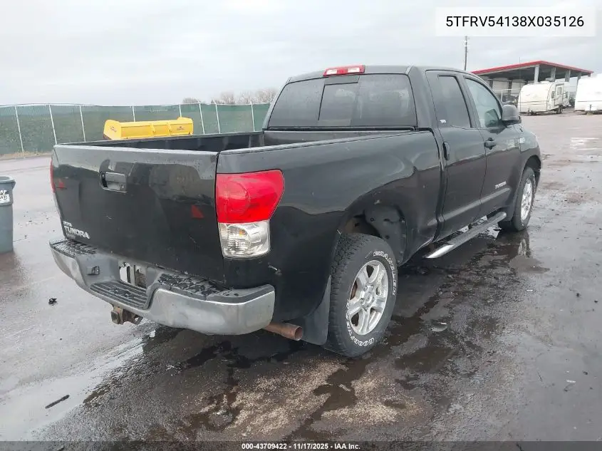 5TFRV54138X035126 2008 Toyota Tundra Sr5 5.7L V8