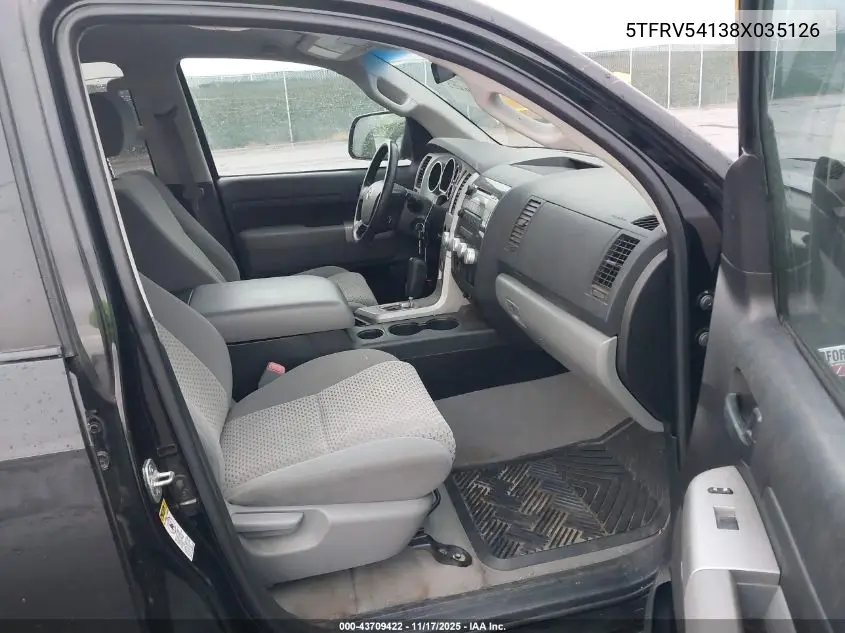 5TFRV54138X035126 2008 Toyota Tundra Sr5 5.7L V8