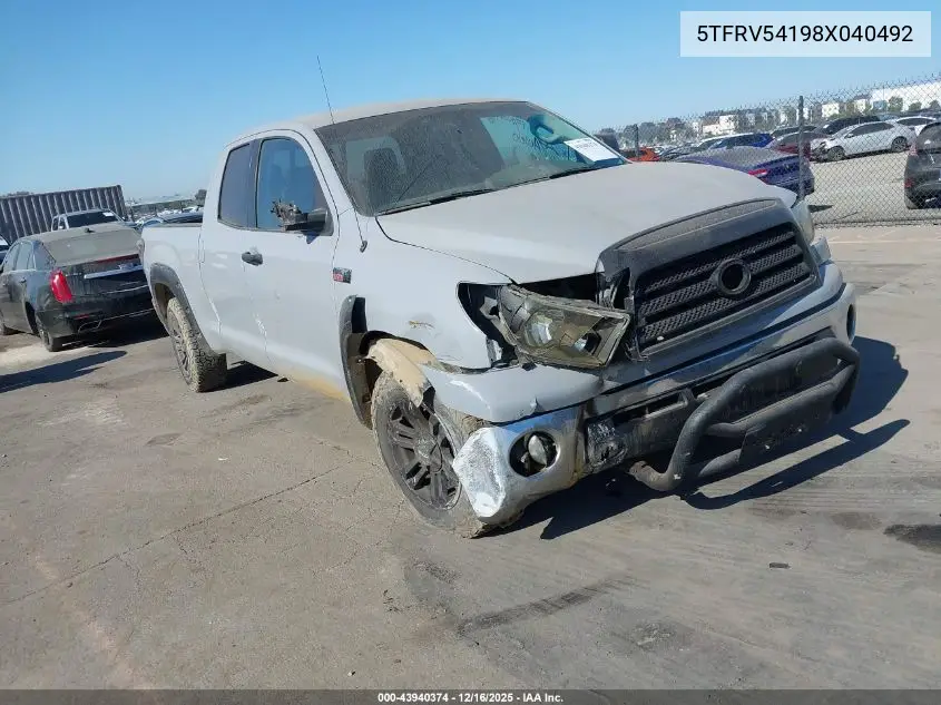 5TFRV54198X040492 2008 Toyota Tundra Sr5 5.7L V8
