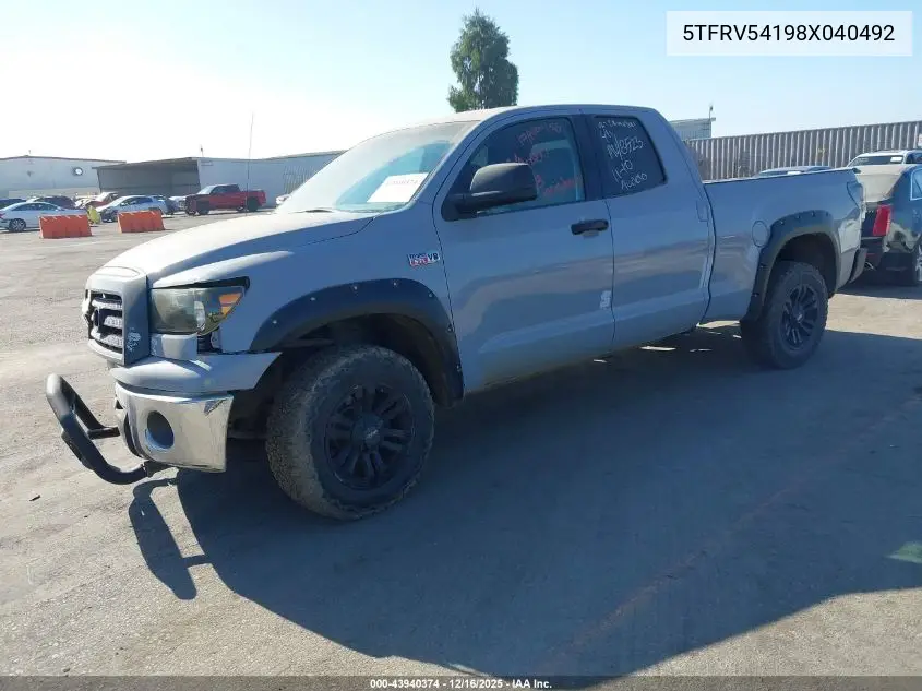 5TFRV54198X040492 2008 Toyota Tundra Sr5 5.7L V8