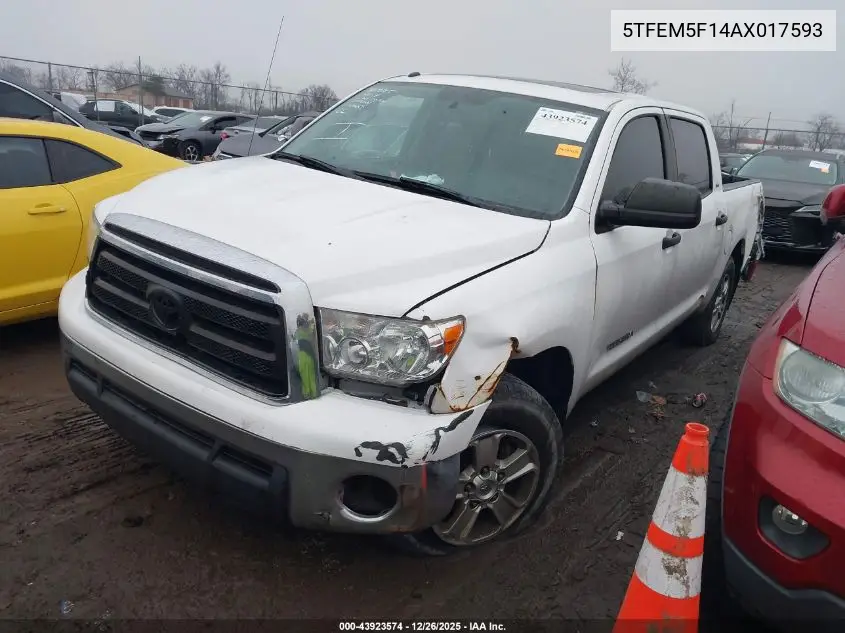 5TFEM5F14AX017593 2010 Toyota Tundra Grade 4.6L V8