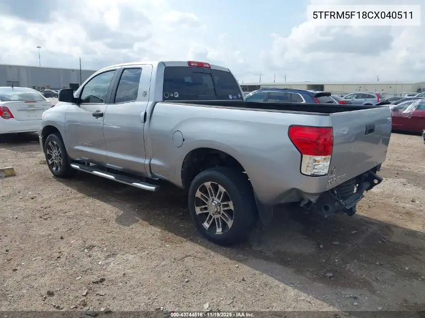 5TFRM5F18CX040511 2012 Toyota Tundra Grade 4.6L V8