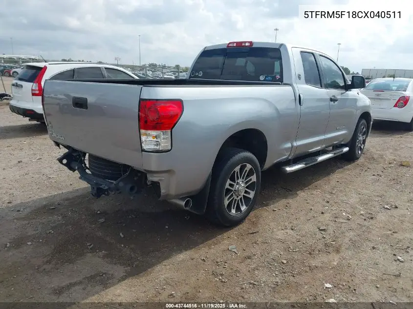 5TFRM5F18CX040511 2012 Toyota Tundra Grade 4.6L V8