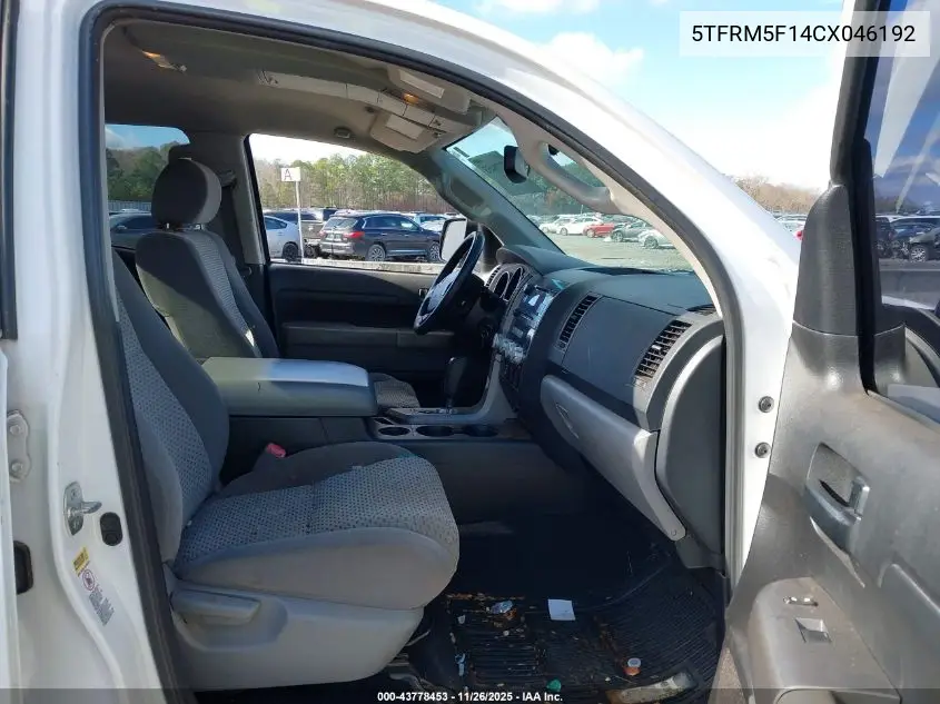 5TFRM5F14CX046192 2012 Toyota Tundra Grade 4.6L V8