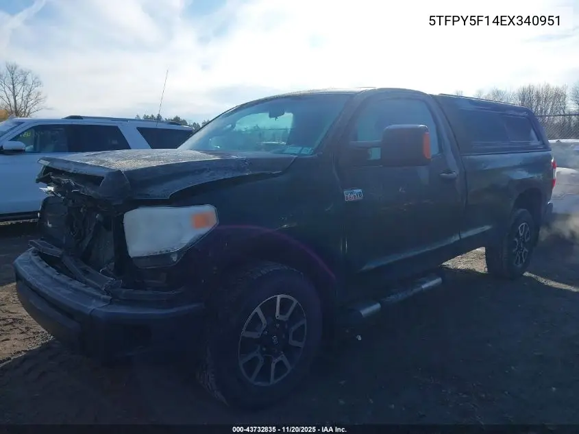 5TFPY5F14EX340951 2014 Toyota Tundra Sr 5.7L V8