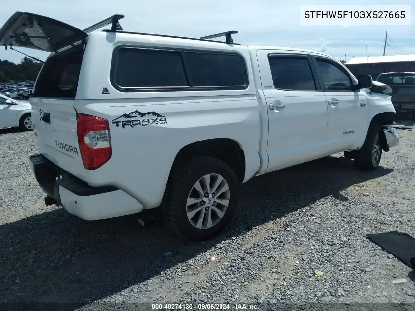 2016 Toyota Tundra Limited 5.7L V8 VIN: 5TFHW5F10GX527665 Lot: 40274130