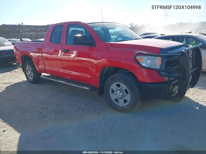 5TFRM5F12GX104998 2016 Toyota Tundra Sr 4.6L V8