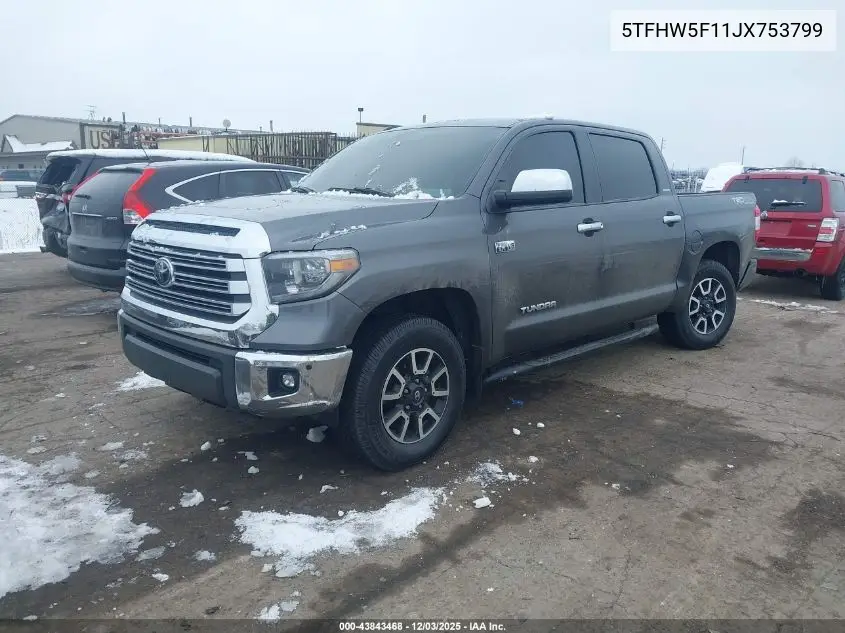 5TFHW5F11JX753799 2018 Toyota Tundra Limited 5.7L V8