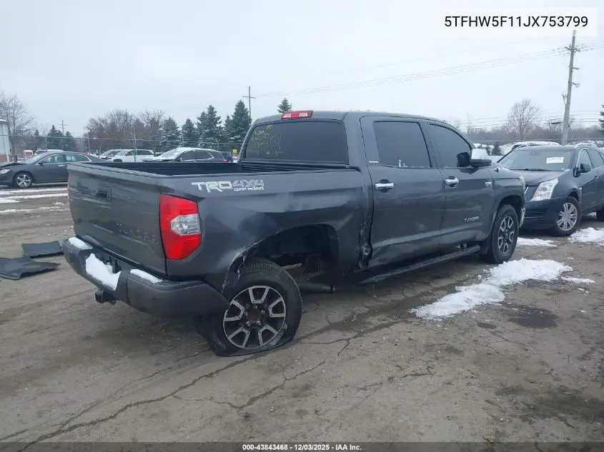 5TFHW5F11JX753799 2018 Toyota Tundra Limited 5.7L V8