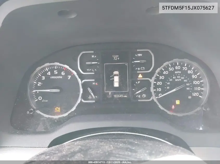 5TFDM5F15JX075627 2018 Toyota Tundra Sr5 4.6L V8