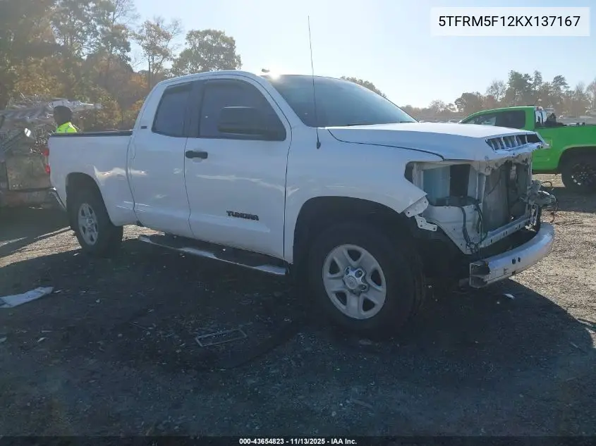 5TFRM5F12KX137167 2019 Toyota Tundra Sr5 4.6L V8