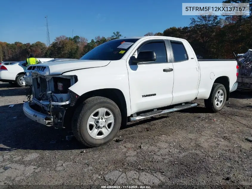 5TFRM5F12KX137167 2019 Toyota Tundra Sr5 4.6L V8
