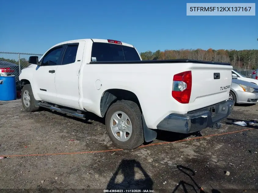 5TFRM5F12KX137167 2019 Toyota Tundra Sr5 4.6L V8