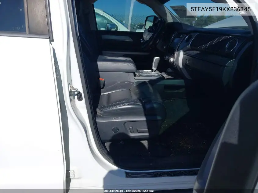 5TFAY5F19KX836345 2019 Toyota Tundra Platinum 5.7L V8