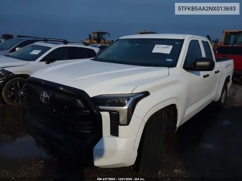 5TFKB5AA2NX013693 2022 Toyota Tundra Sr
