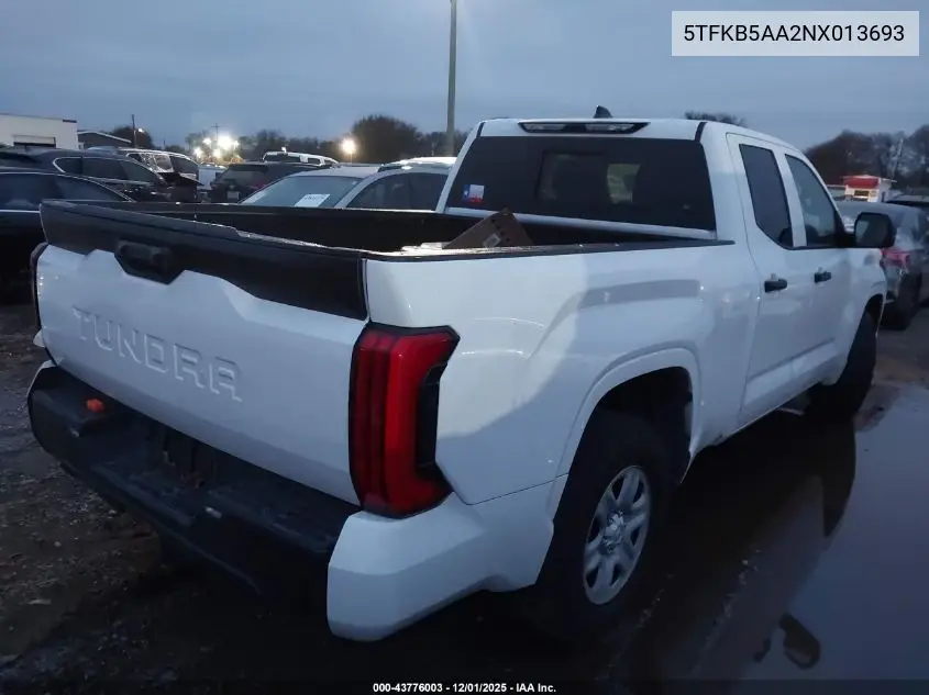 5TFKB5AA2NX013693 2022 Toyota Tundra Sr