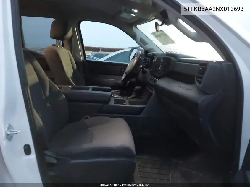 5TFKB5AA2NX013693 2022 Toyota Tundra Sr